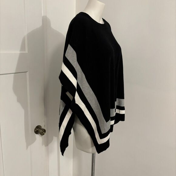 Talbots size XS/S Flowy Black and Grey Neutral Business Casual Poncho Sweater - Picture 3 of 8